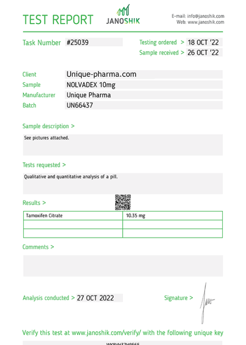 NOLVADEX UNIQUE PHARMA (TAMOXIFEN CITRATE)